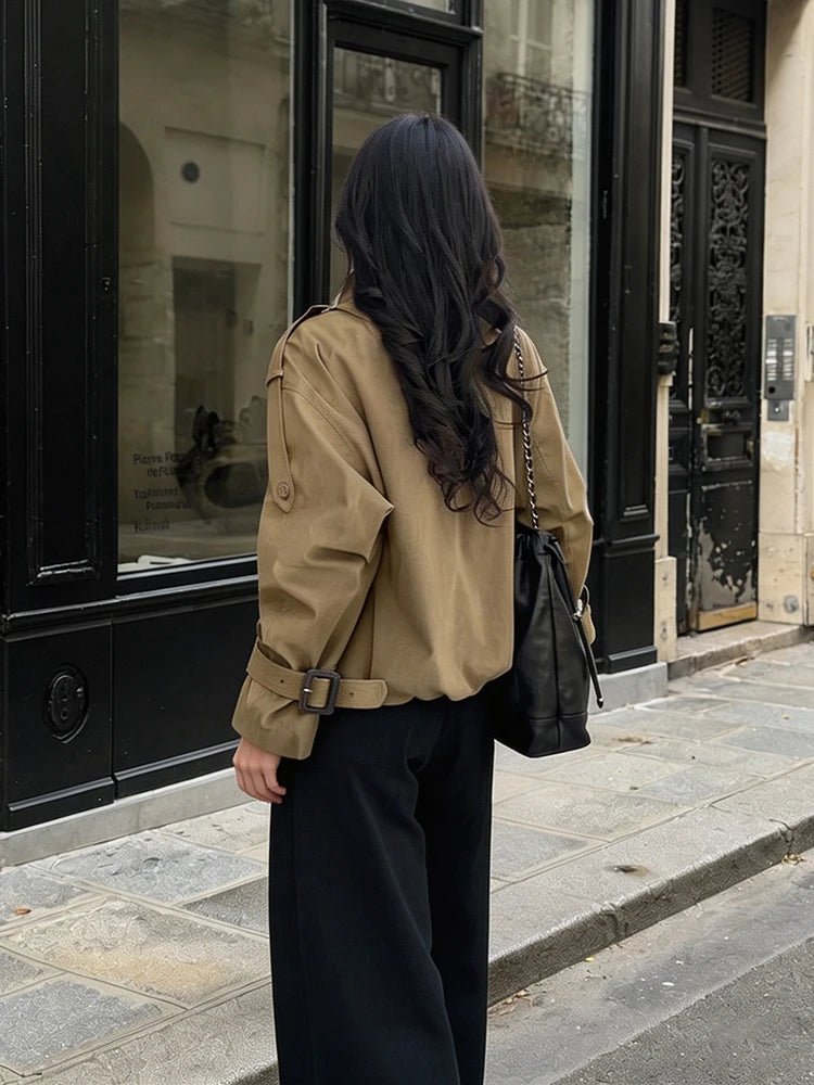 OLANE Funnel Neck Utility Trench Coat BrownSWomen's Coats & Jackets