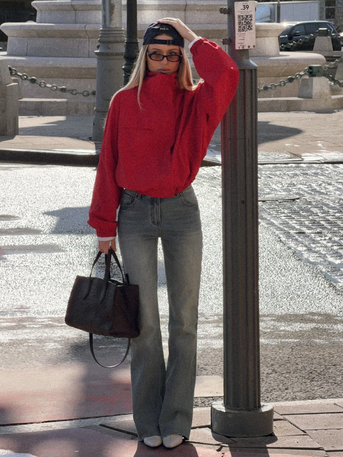 OLANE Funnel Neck Windbreaker Jacket RedSWomen's Coats & Jackets