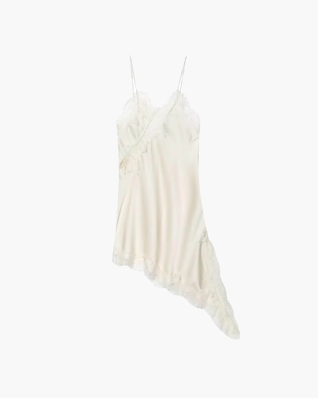 OLANE Gianna Asymmetric Satin Mini Dress CremeSWomen's Dresses