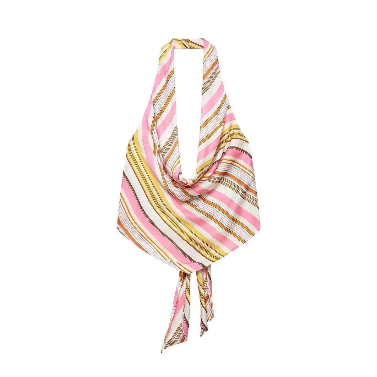 Claudia – Neckholder im Boho-Streifen-Design, Satin-Set