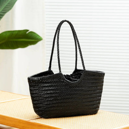 OLANE Handwoven Leather Tote Bag BlackLWomen's Bags