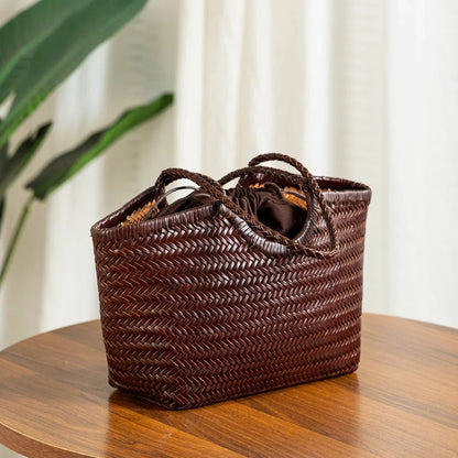 OLANE Handwoven Leather Tote Bag BrownLWomen's Bags