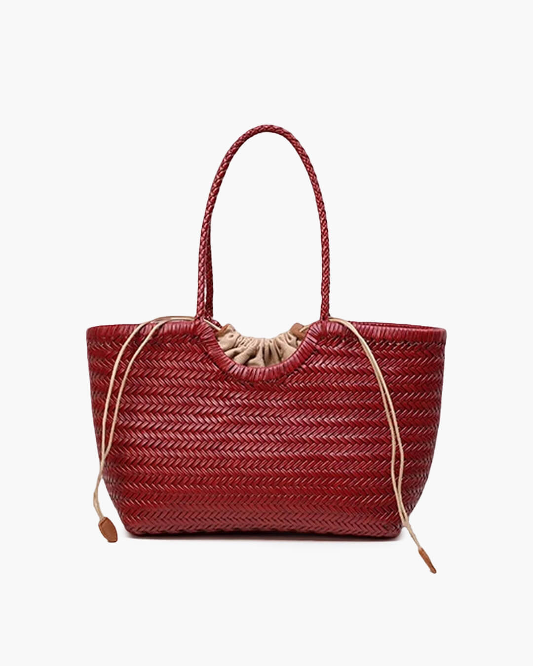 OLANE Handwoven Leather Tote Bag BurgundyLWomen's Bags