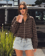 Karierte Jacke mit hohem Kragen und Reißverschluss