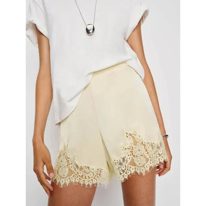 OLANE High-Rise Cut Satin Shorts BrownSWomen's Bottoms