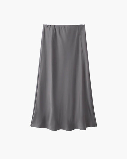 OLANE High Waist Satin Midi Skirt GreyXSWomen's Bottoms