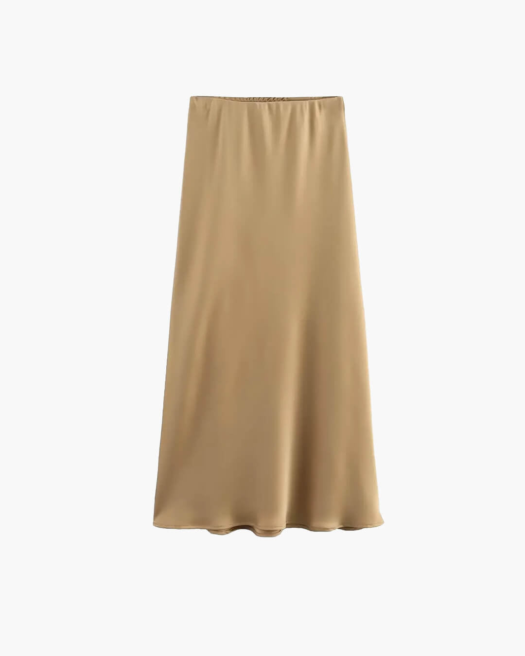OLANE High Waist Satin Midi Skirt TanXSWomen's Bottoms