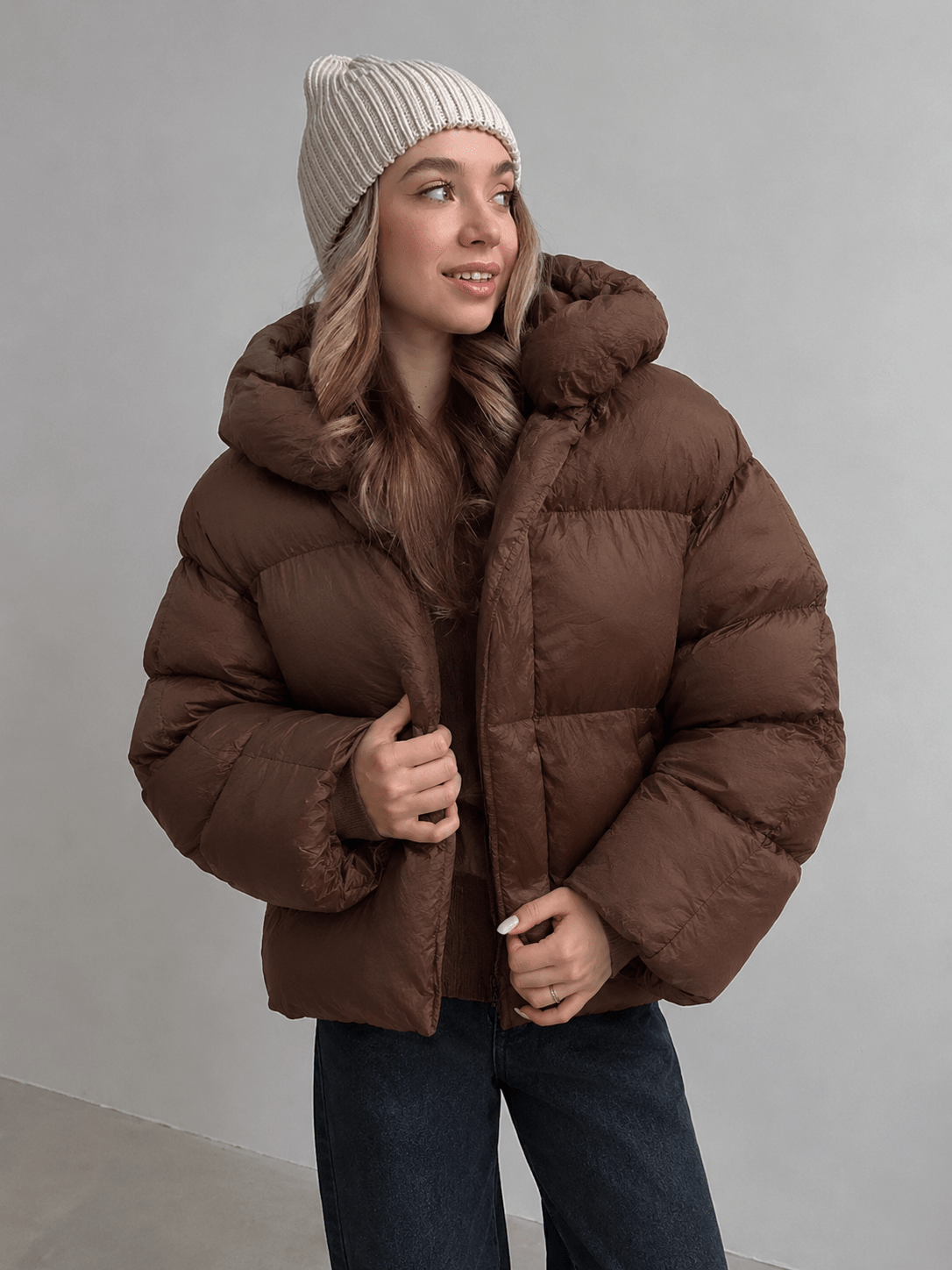 Kapuzen-Steppjacke, kurz geschnitten