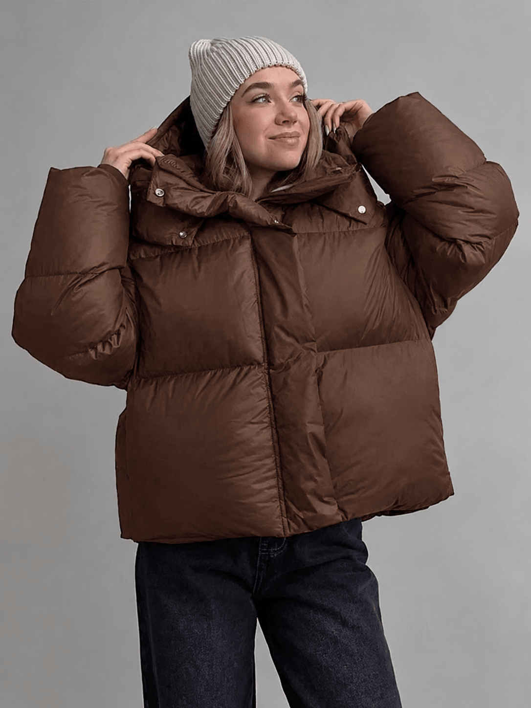 Kapuzen-Steppjacke, kurz geschnitten