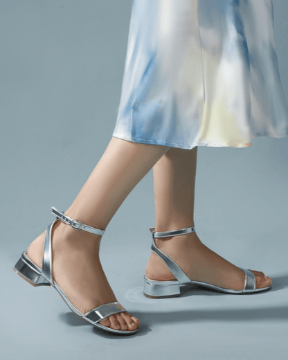 OLANE Kaya Block Heel Ankle Strap Sandal Beige35/5Shoes