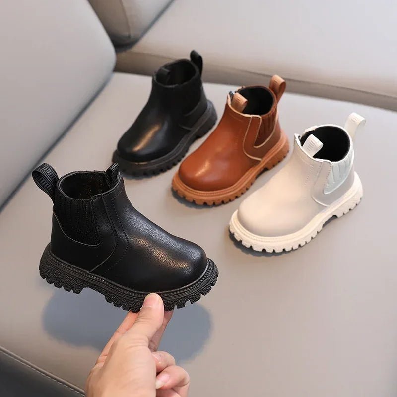 OLANE Kids Winter Leather Boots Black21Kids' Shoes
