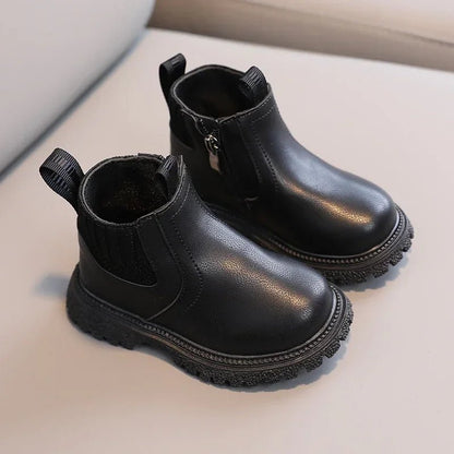 OLANE Kids Winter Leather Boots Black21Kids' Shoes