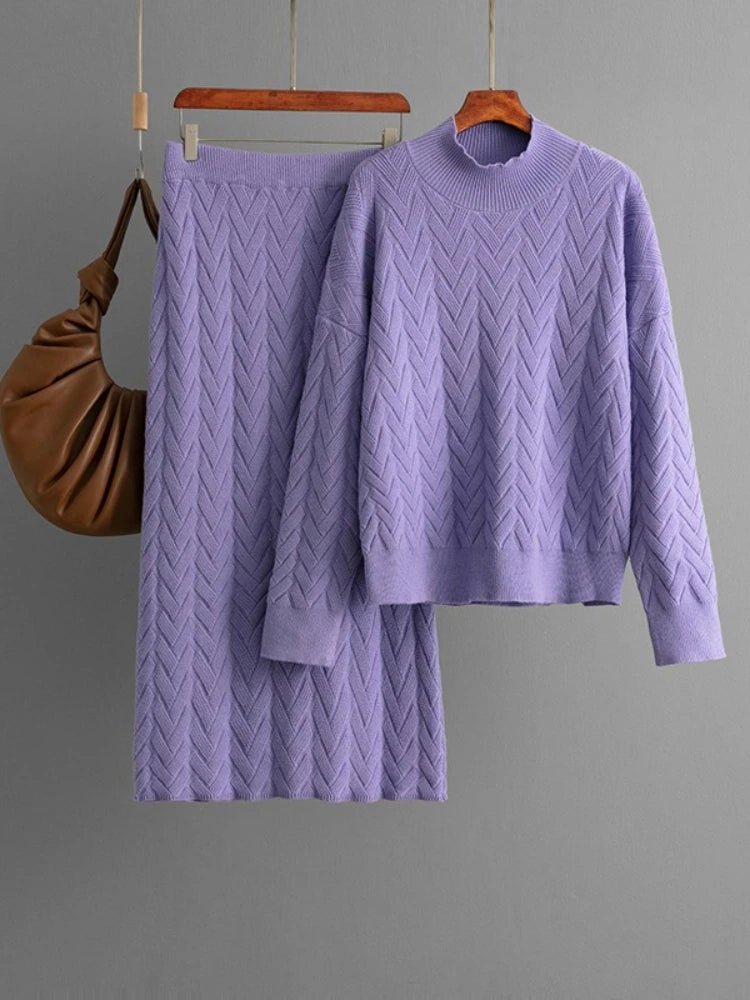 OLANE Knitted Loungewear Skirt Set CremeOne SizeWomen's Sets