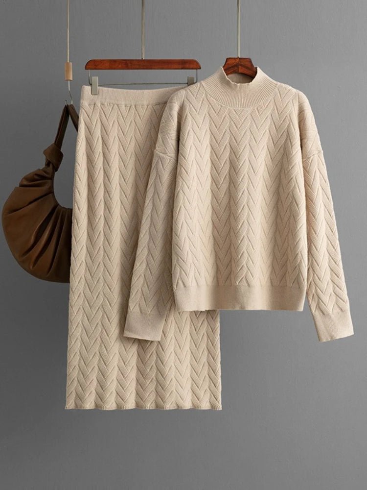 OLANE Knitted Loungewear Skirt Set CremeOne SizeWomen's Sets