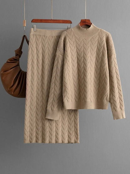 OLANE Knitted Loungewear Skirt Set CremeOne SizeWomen's Sets
