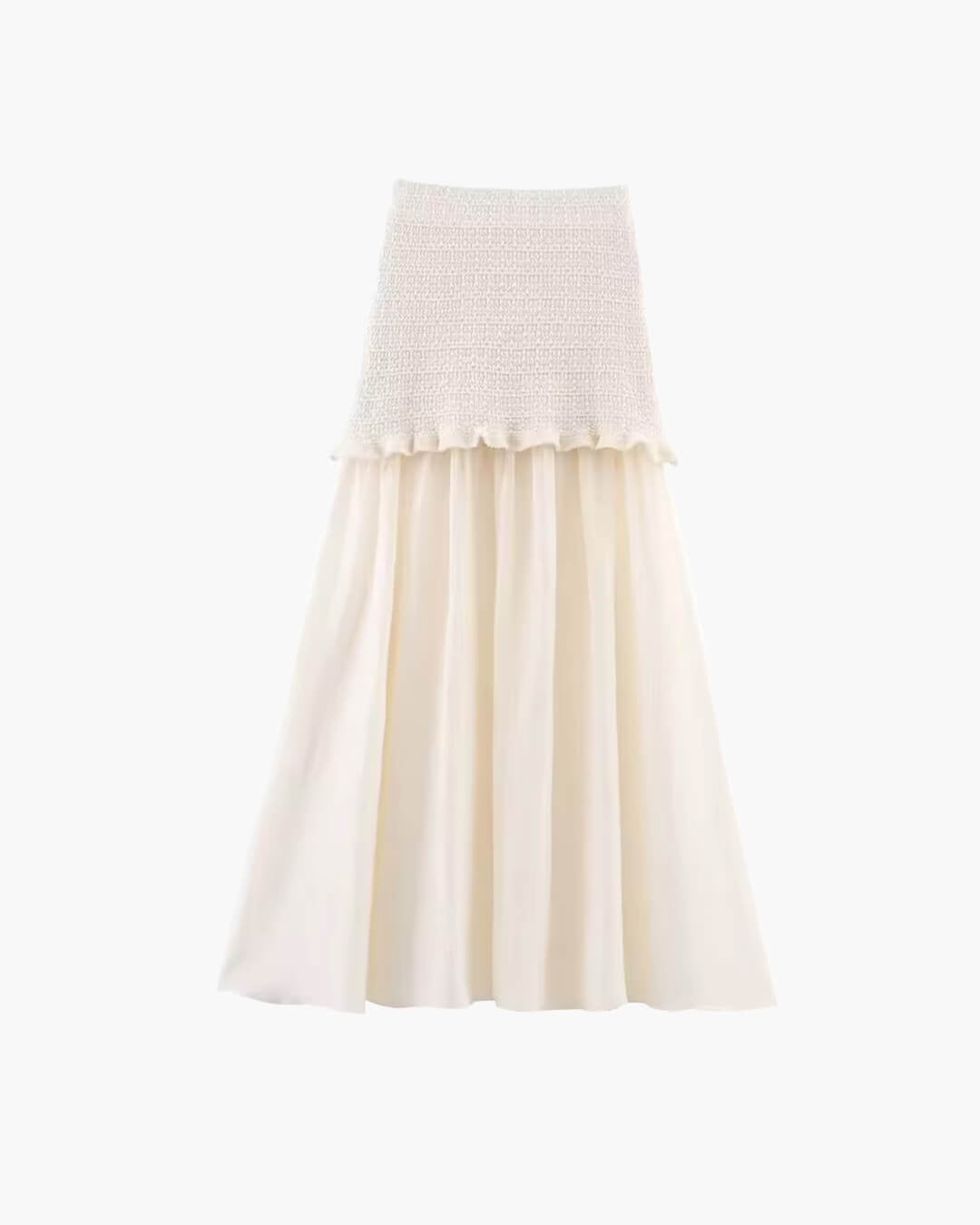 OLANE Knitted Tank Pleated Skirt Set Beige SkirtSWomen's Sets