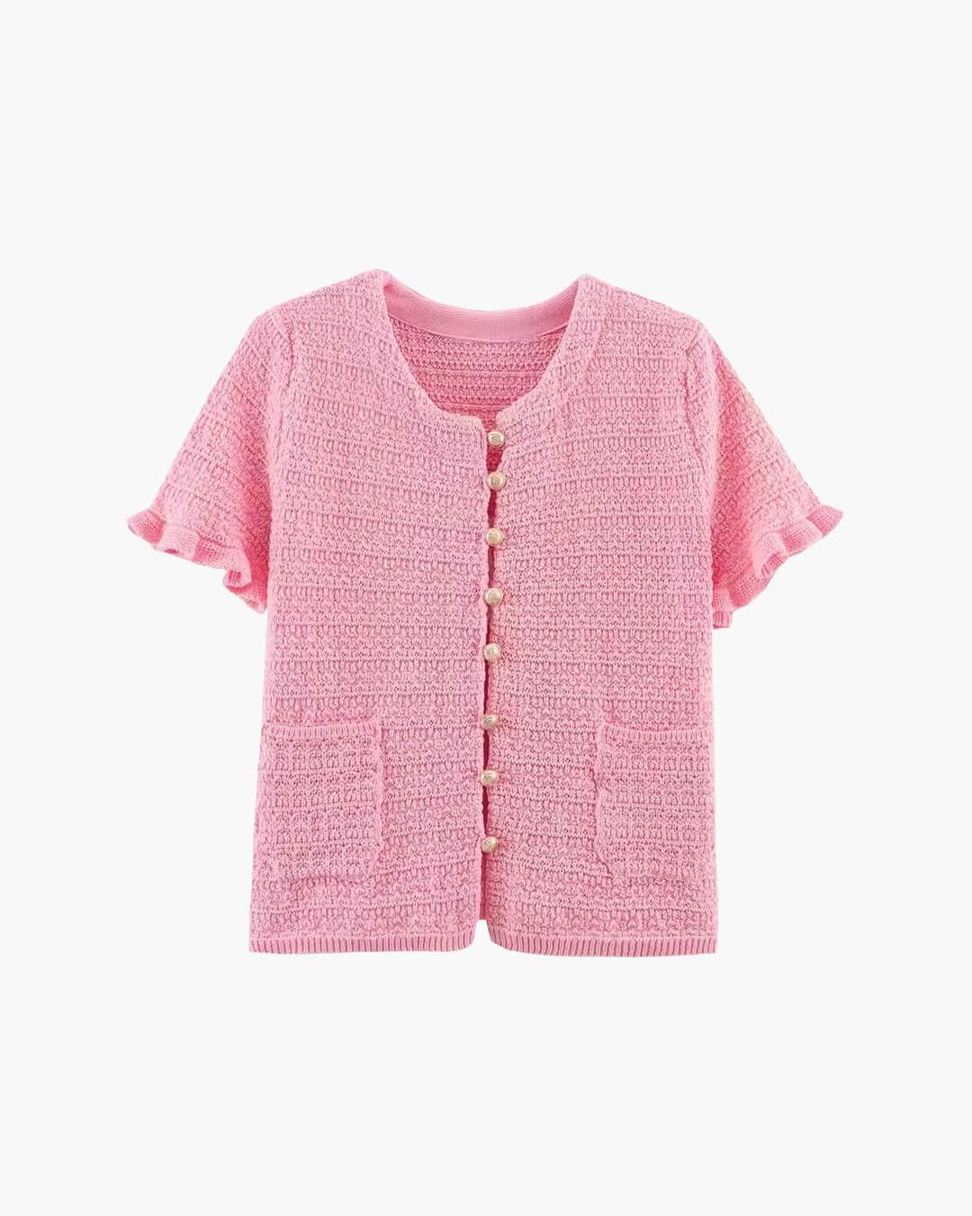 OLANE Knitted Tank Pleated Skirt Set Pink TopSWomen's Sets