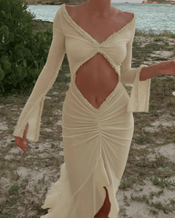 Lara – Transparentes, figurbetontes Mesh-Maxikleid