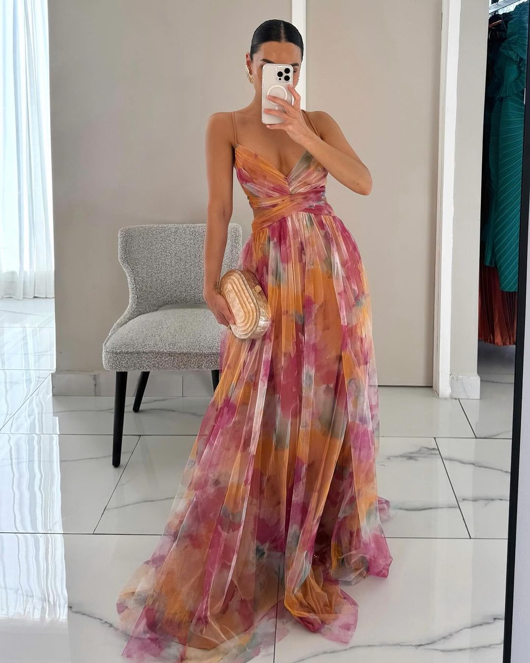 Emily – Tüll-Maxikleid mit Blumenmuster