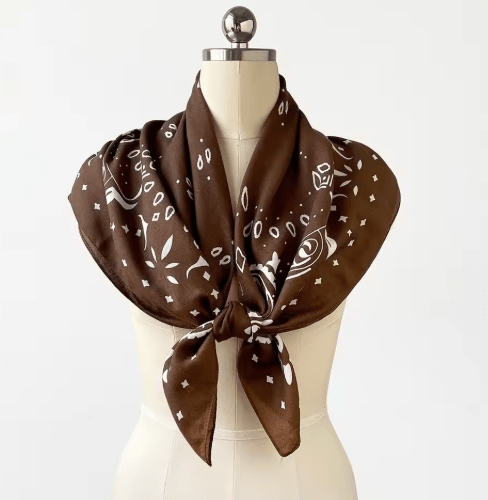 OLANE Lightweight Paisley Knitted Bandana Scarf BrownOne sizeWomen's Accessories