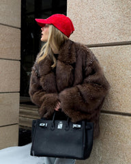 Langer Plüsch-Faux-Fur-Mantel