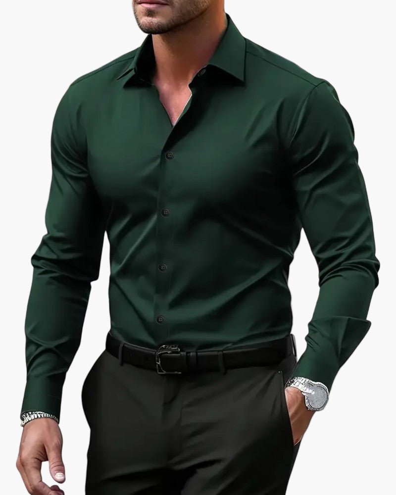 OLANE Long Sleeve Formal Button - Down Polo Shirt GreenXSMen's Tops