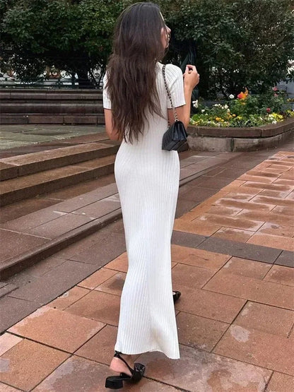 OLANE Lumi Tricot Knit Dress WhiteSDress