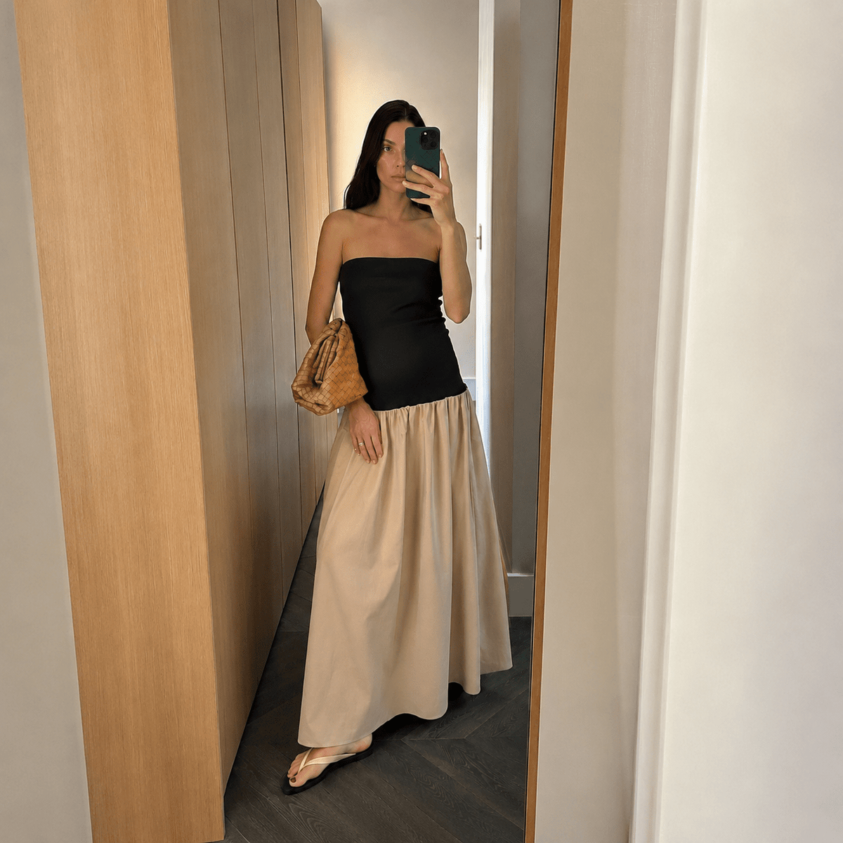 OLANE Maria Color-Blocked Strapless Maxi Dress LWomen’s Dresses