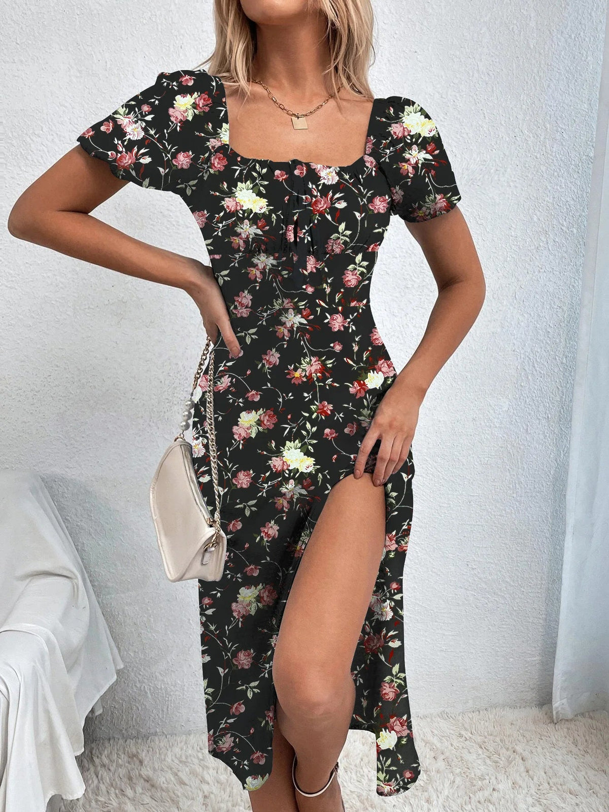 OLANE Mea Puff Sleeve Floral Dress MulticolorSDresses