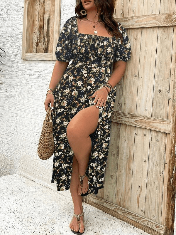 Mea – Blumenkleid mit Puffärmeln