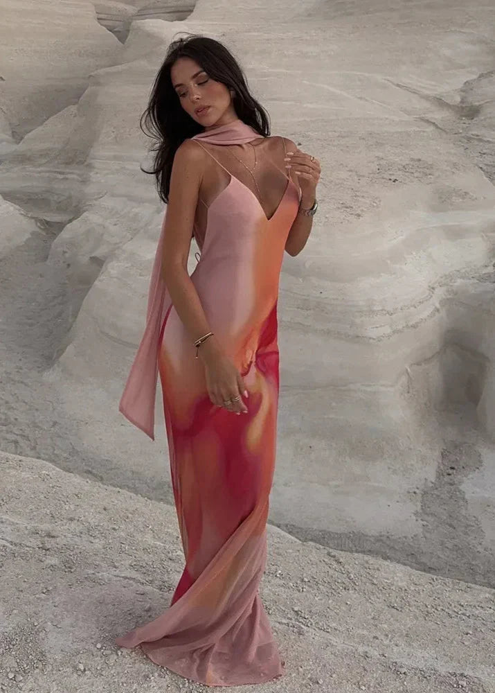Emilia – Satin-Maxikleid mit Farbverlauf