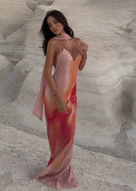 Emilia – Satin-Maxikleid mit Farbverlauf