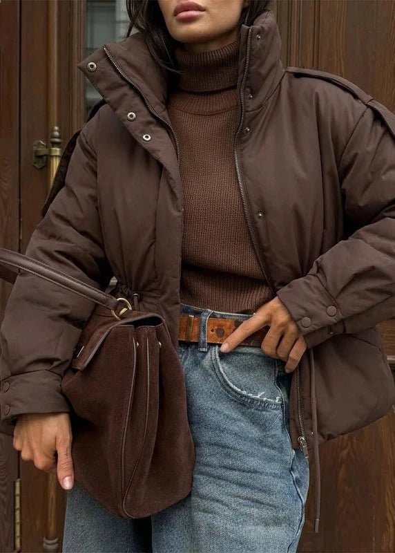 Oversized-Steppjacke mit Kordelzug in der Taille
