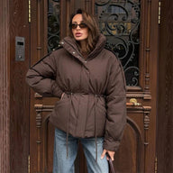 Oversized-Steppjacke mit Kordelzug in der Taille