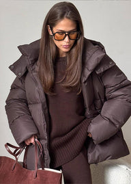 Oversized Pufferjacke mit abnehmbarer Kapuze