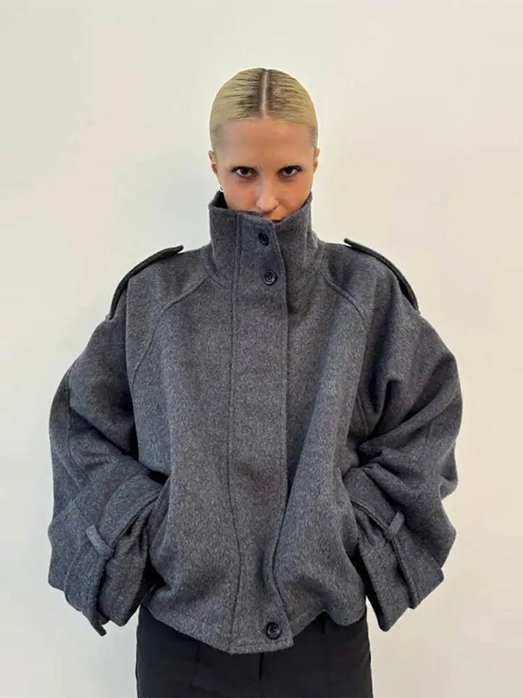 Oversized Stehkragenjacke