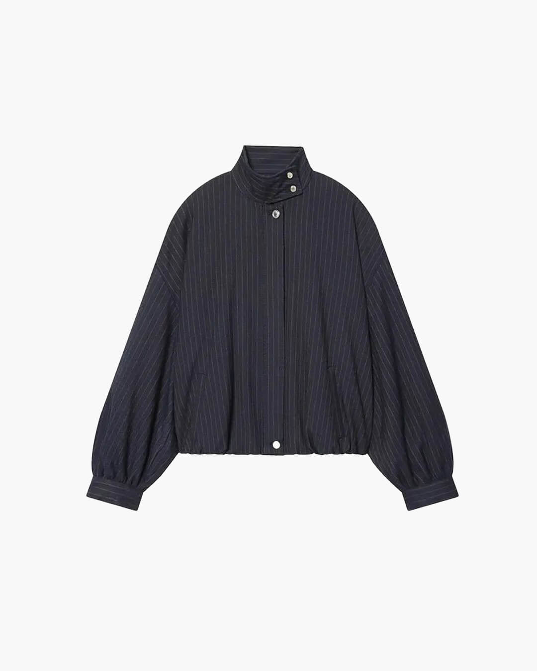 OLANE Pinstripe Bomber Jacket Dark Blue StripeSWomen's Jackets