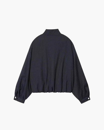 OLANE Pinstripe Bomber Jacket Dark Blue StripeSWomen's Jackets