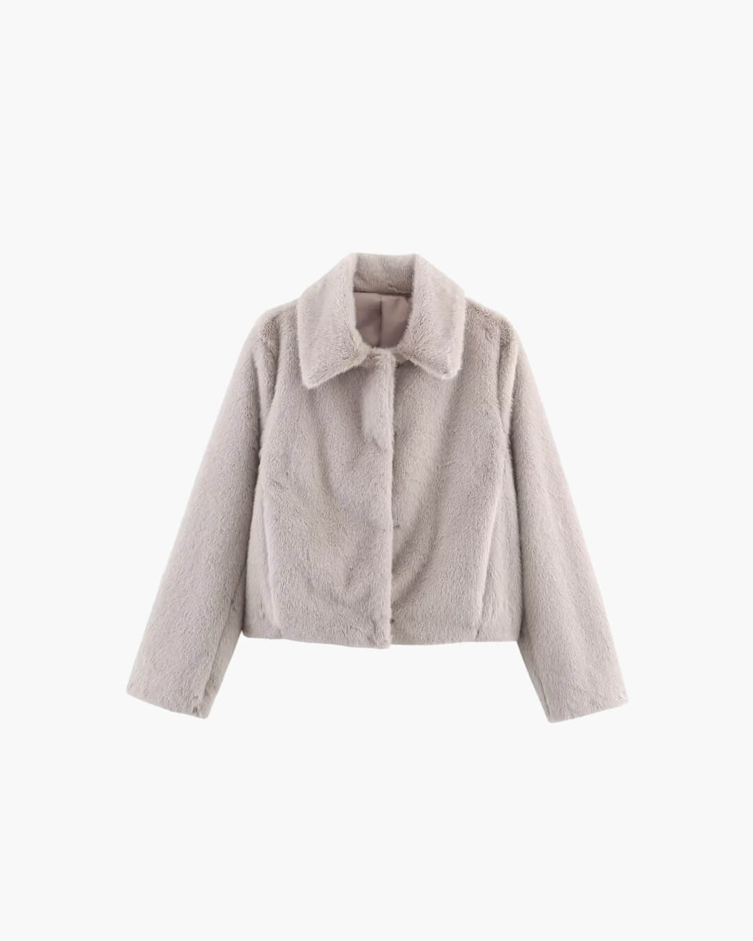 Plüschjacke mit Umlegekragen aus Kunstpelz
