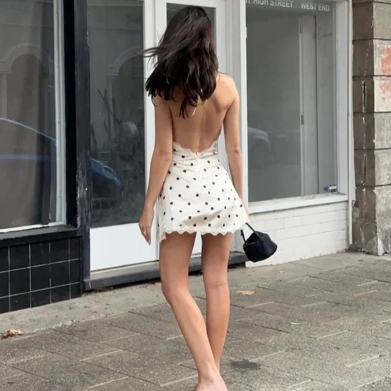 Joanna – gepunktetes Rückenfreies Spitzen-Minikleid