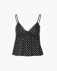 Anne – Camisole mit Spitzeneinsatz, Polka-Dot und Spaghettiträgern
