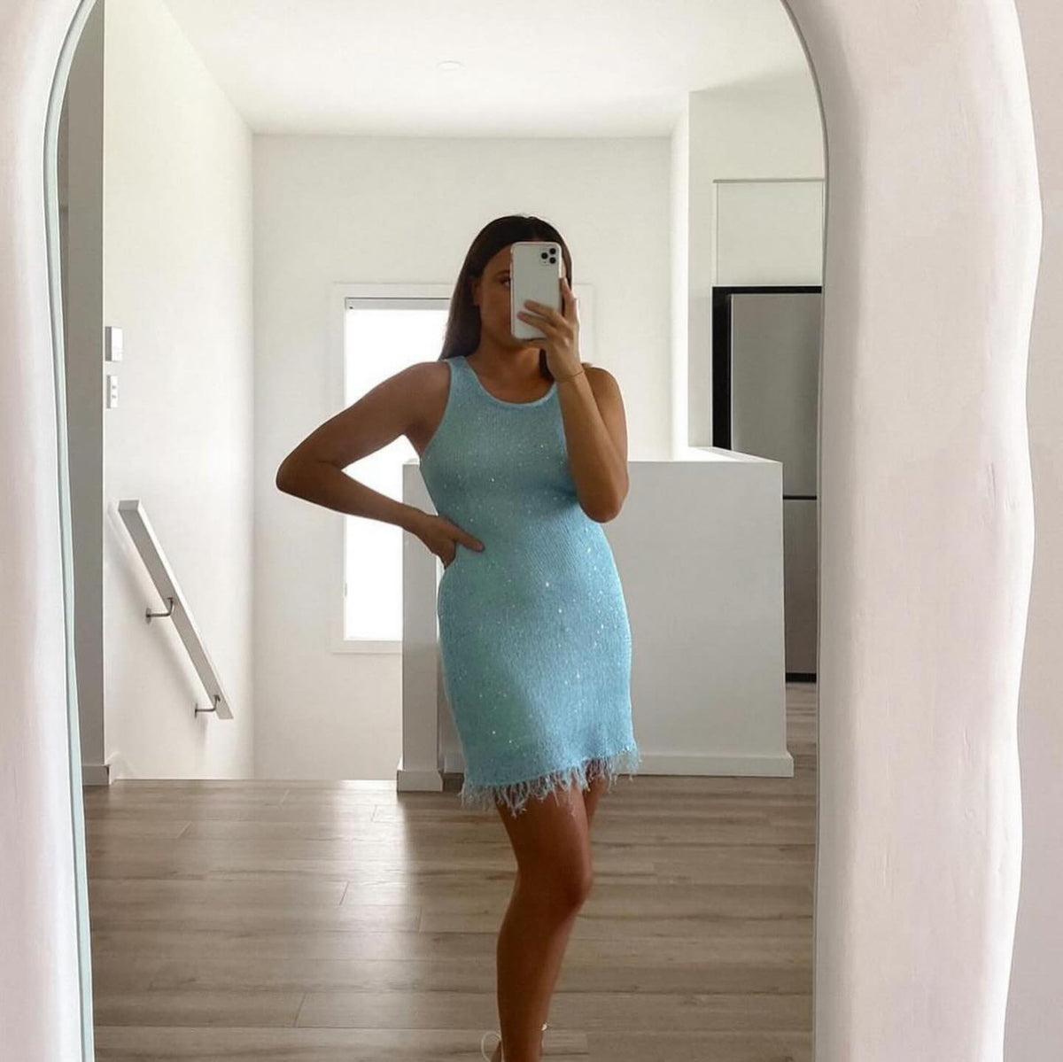 OLANE Rachel Tassel Bodycon Mini Dress BlueSWomen's Dresses