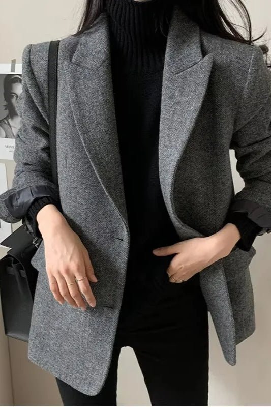 Blazer mit Revers und lockerer Passform