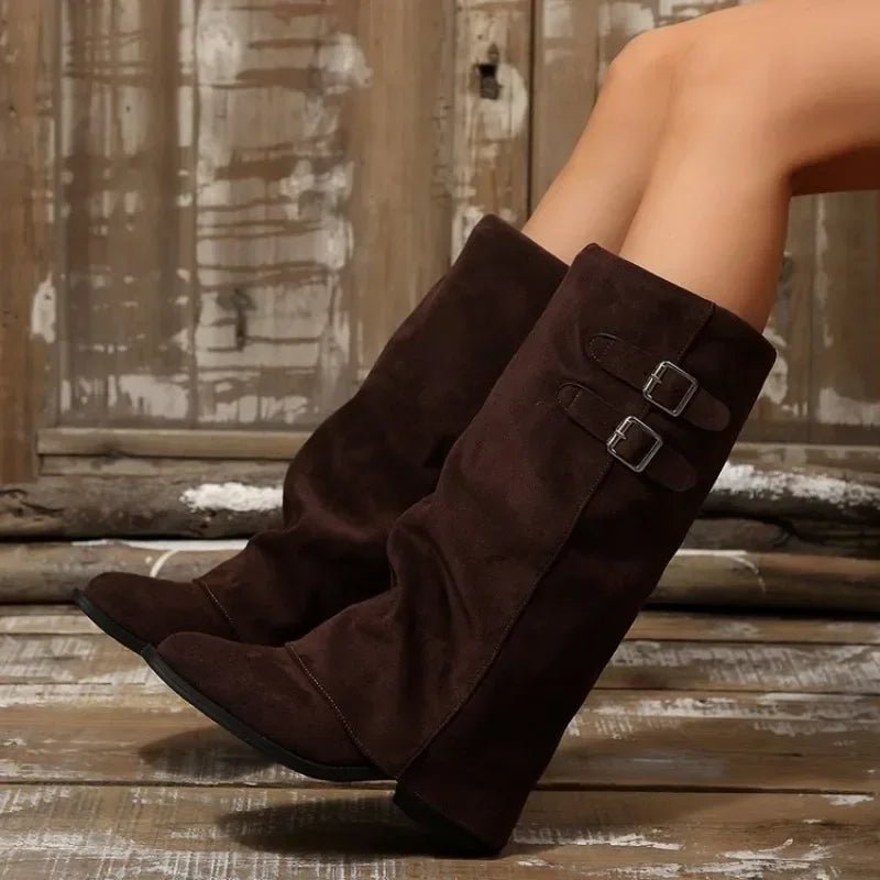 Retro – Schnallen Kniehohe Stiefel