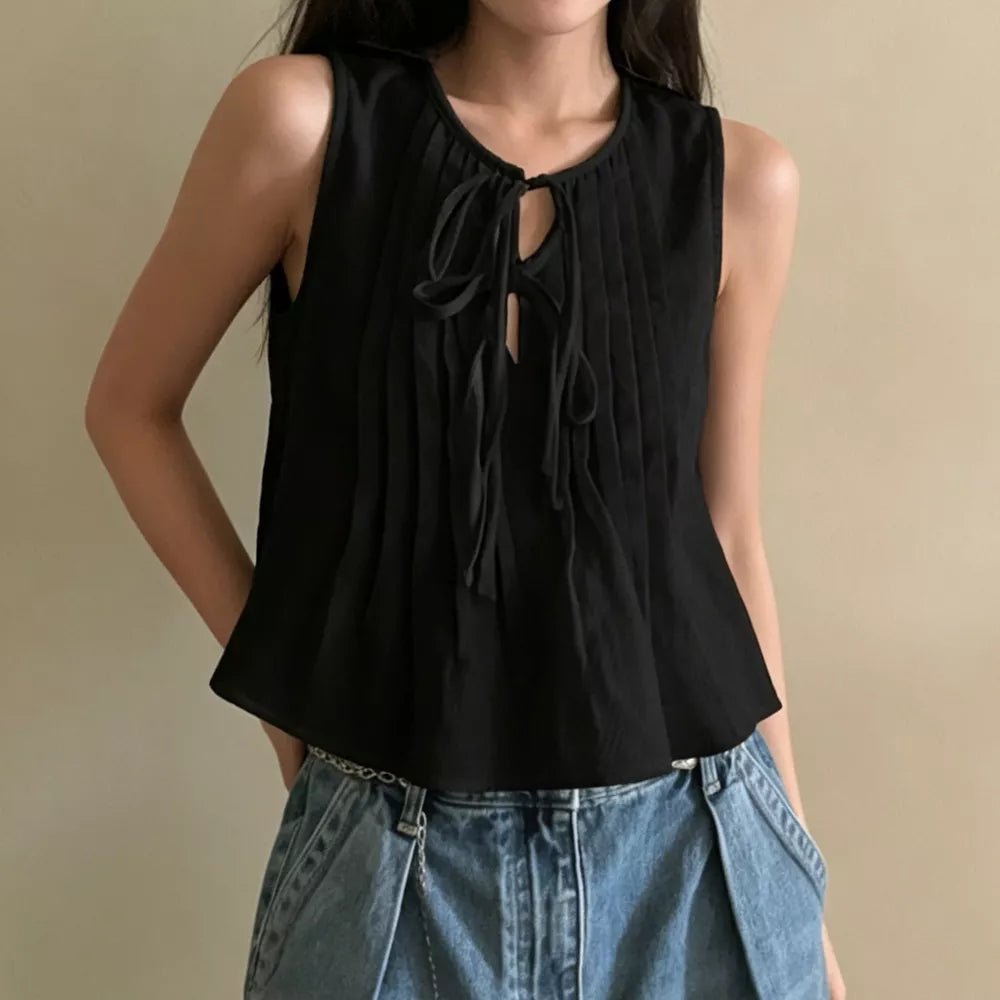 Carmen – Bluse mit Rüschensaum und Bindeknoten vorn
