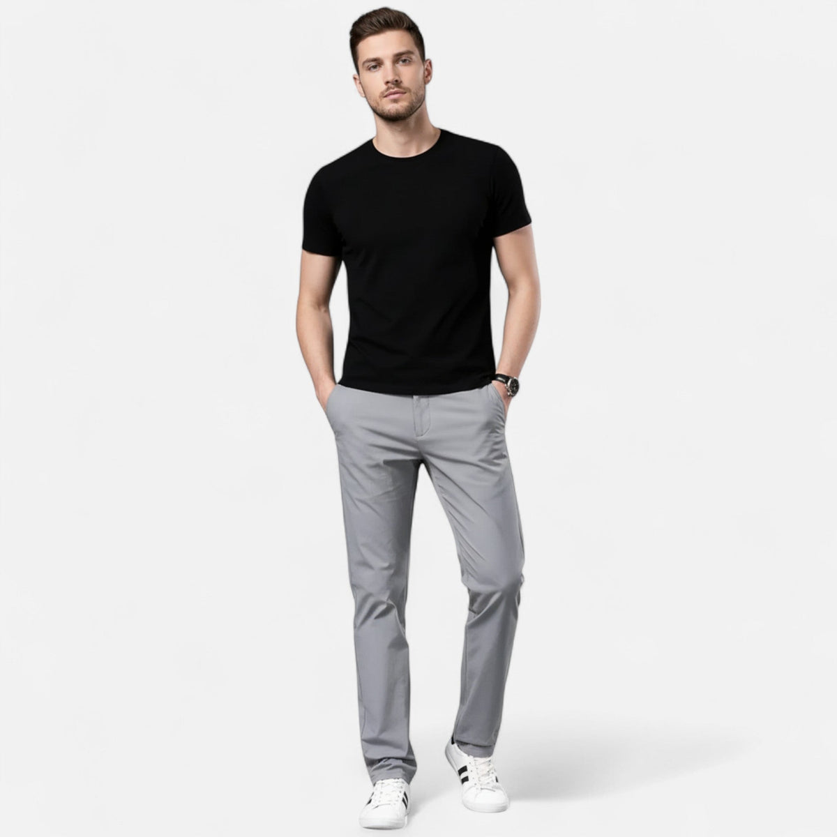 OLANE Slim - Fit Stretch Cotton Chinos GreyMMen's Bottoms