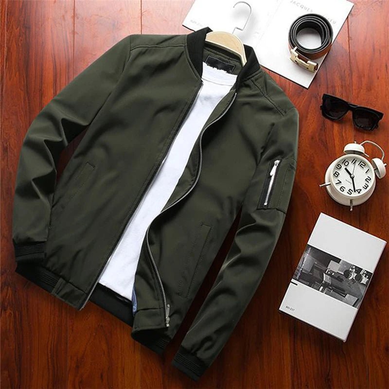 OLANE Slim Fit Thin Bomber Jacket Black4XLMen's Coats & Jackets