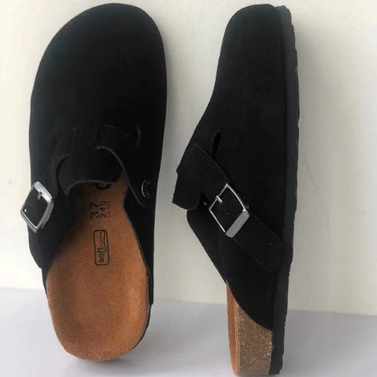 OLANE Slip-On Adjustable Buckle Clog Black37Women's Shoes