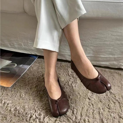 OLANE Slip-On Split-Toe Leather Mules Brown35Women's Shoes
