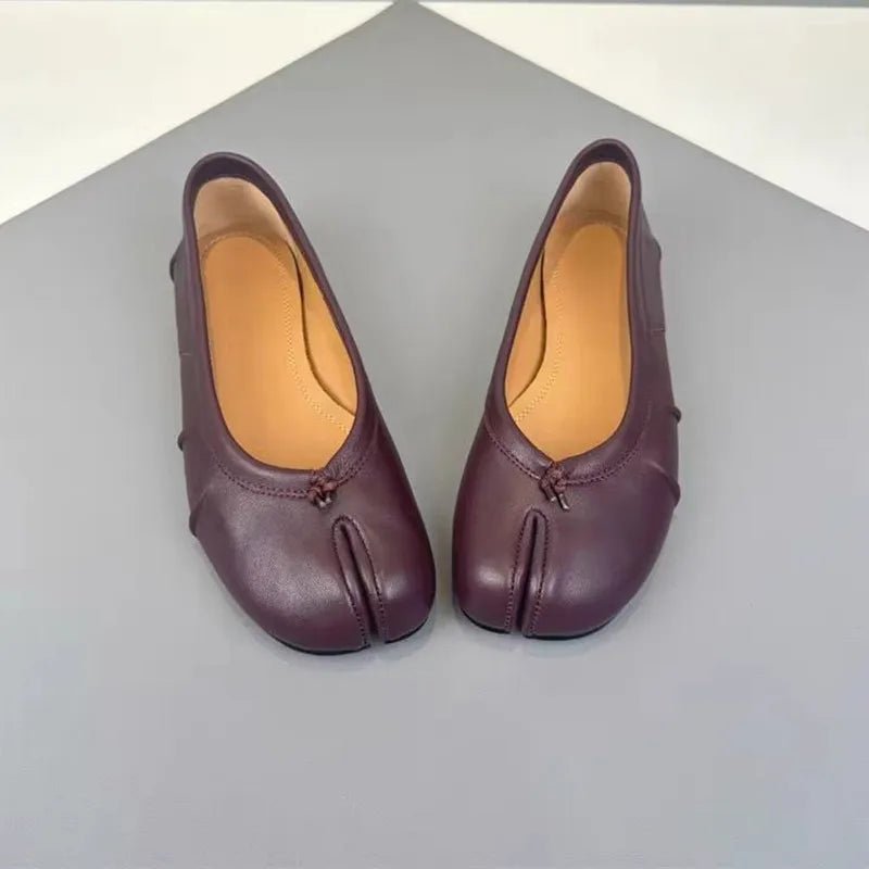 OLANE Slip-On Split-Toe Leather Mules Burgundy35Women's Shoes